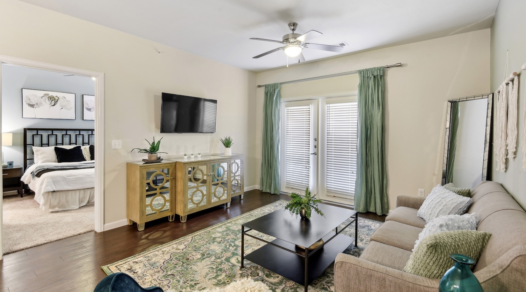 Open space living area with natural lighting